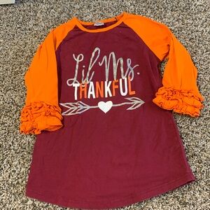 Girls thanksgiving “little miss thankful” shirt.
